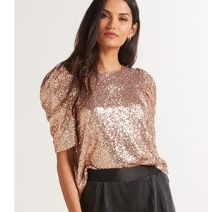 Allison Joy Adele Sequin Tee Top Size Small Barbie